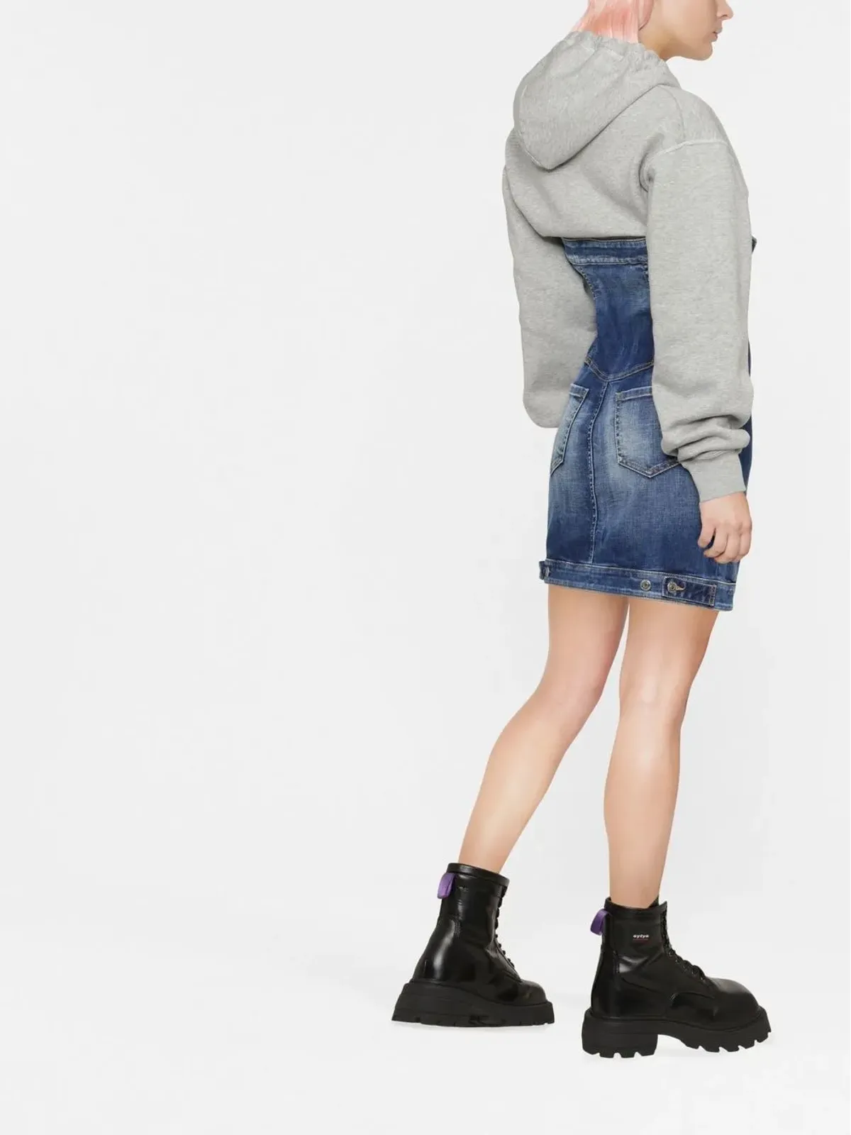 DSQUARED2 ロゴプリント パネル入りフーディードレス - ブルー - 画像4