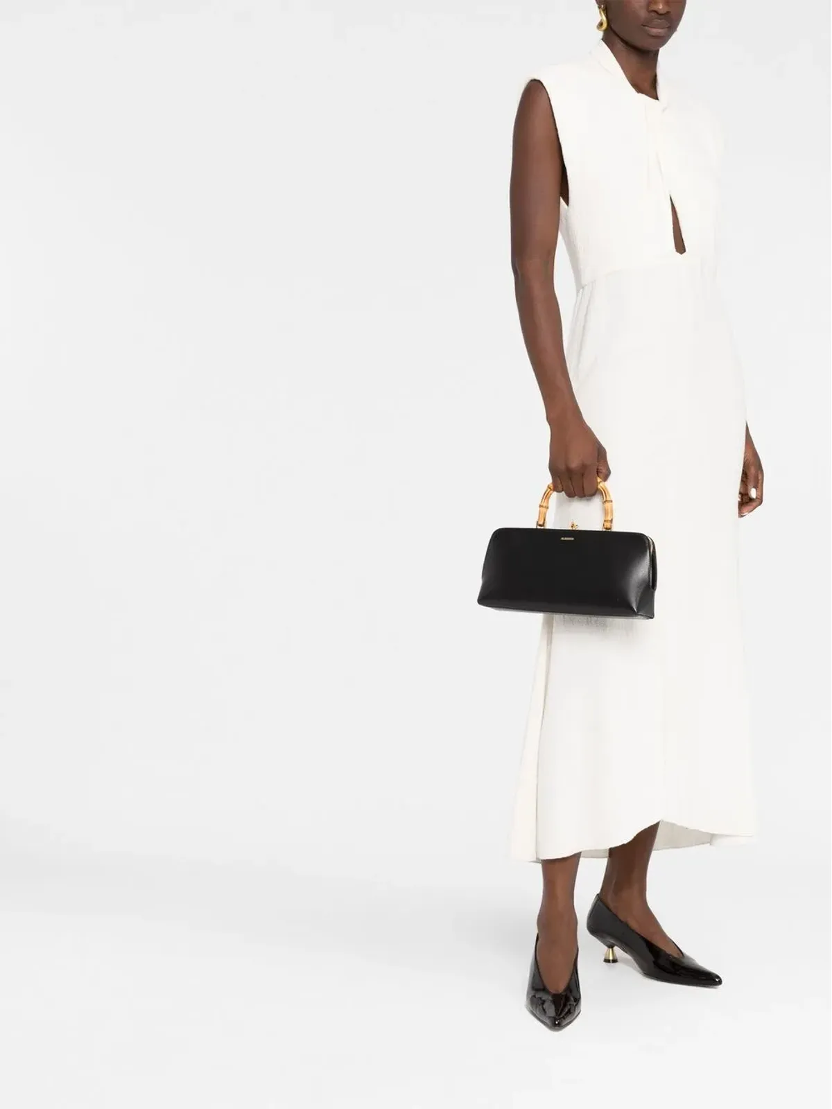 Jil Sander Goji バンブーハンドル レザーバッグ - ブラック - 画像2