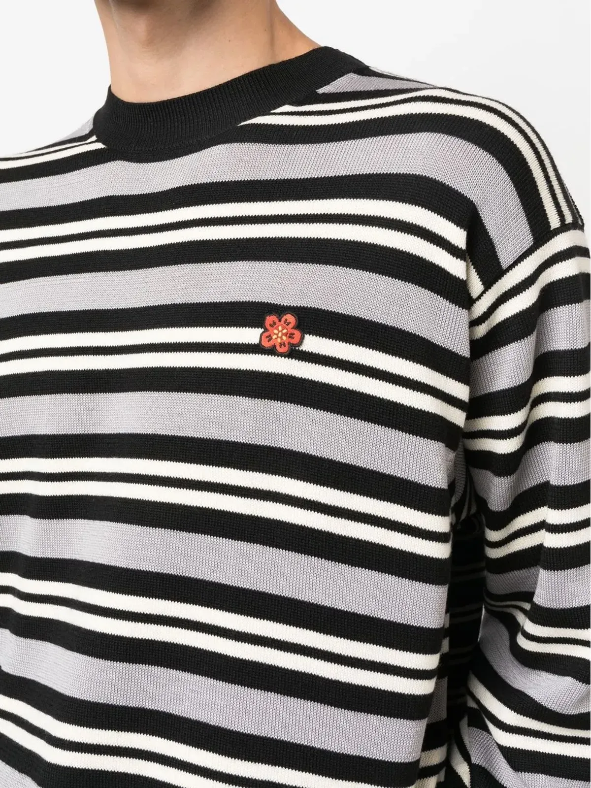 Kenzo 花柄刺繍入りストライプのジャンパー - グレー - 画像5