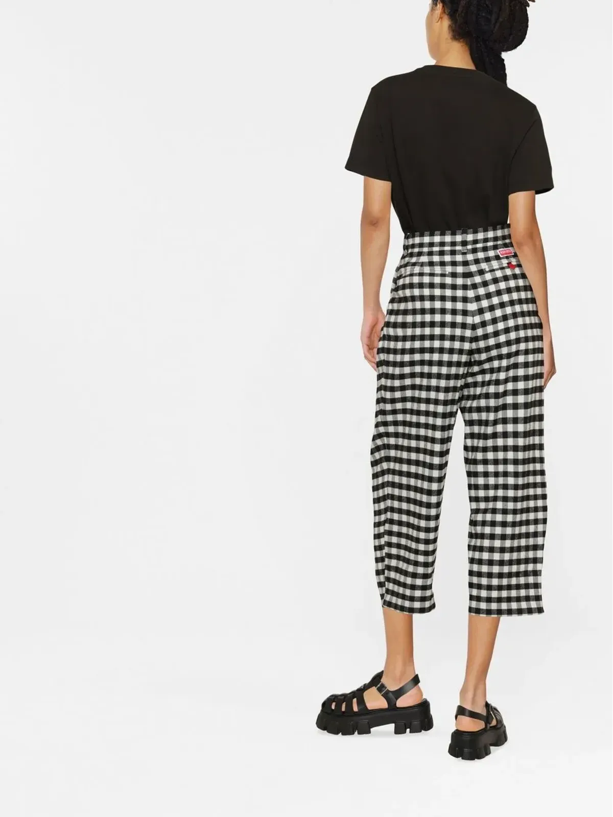 Kenzo checkerboard-print culotte-length trousers - Black - 画像3