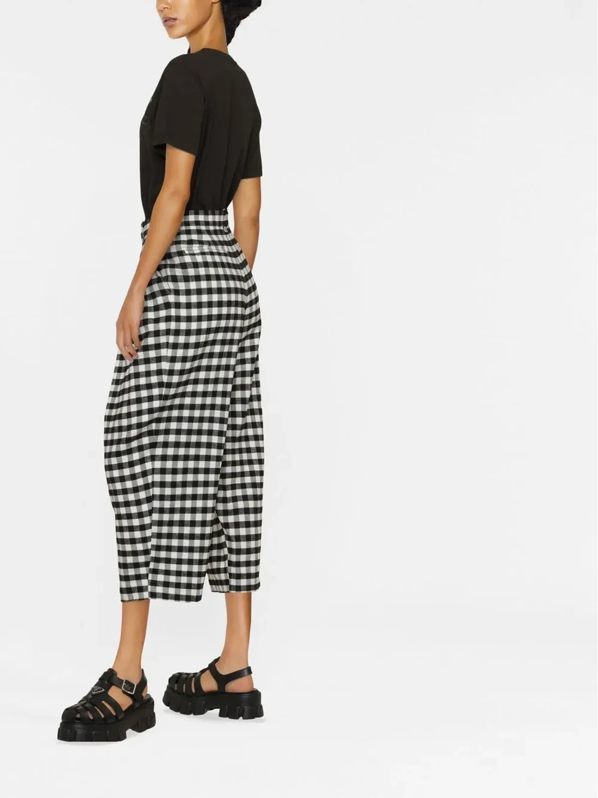 Kenzo checkerboard-print culotte-length trousers - Black - 画像4