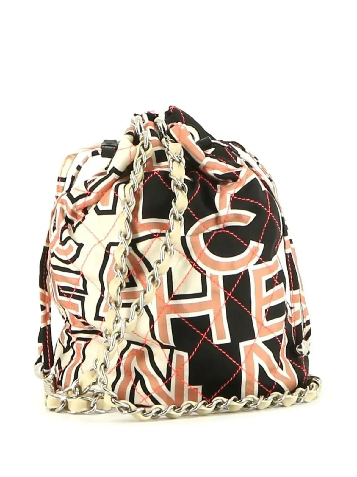 CHANEL ビンテージ 2010年代 ロゴプリント ダイヤモンドキルト バケットバッグ - 画像2