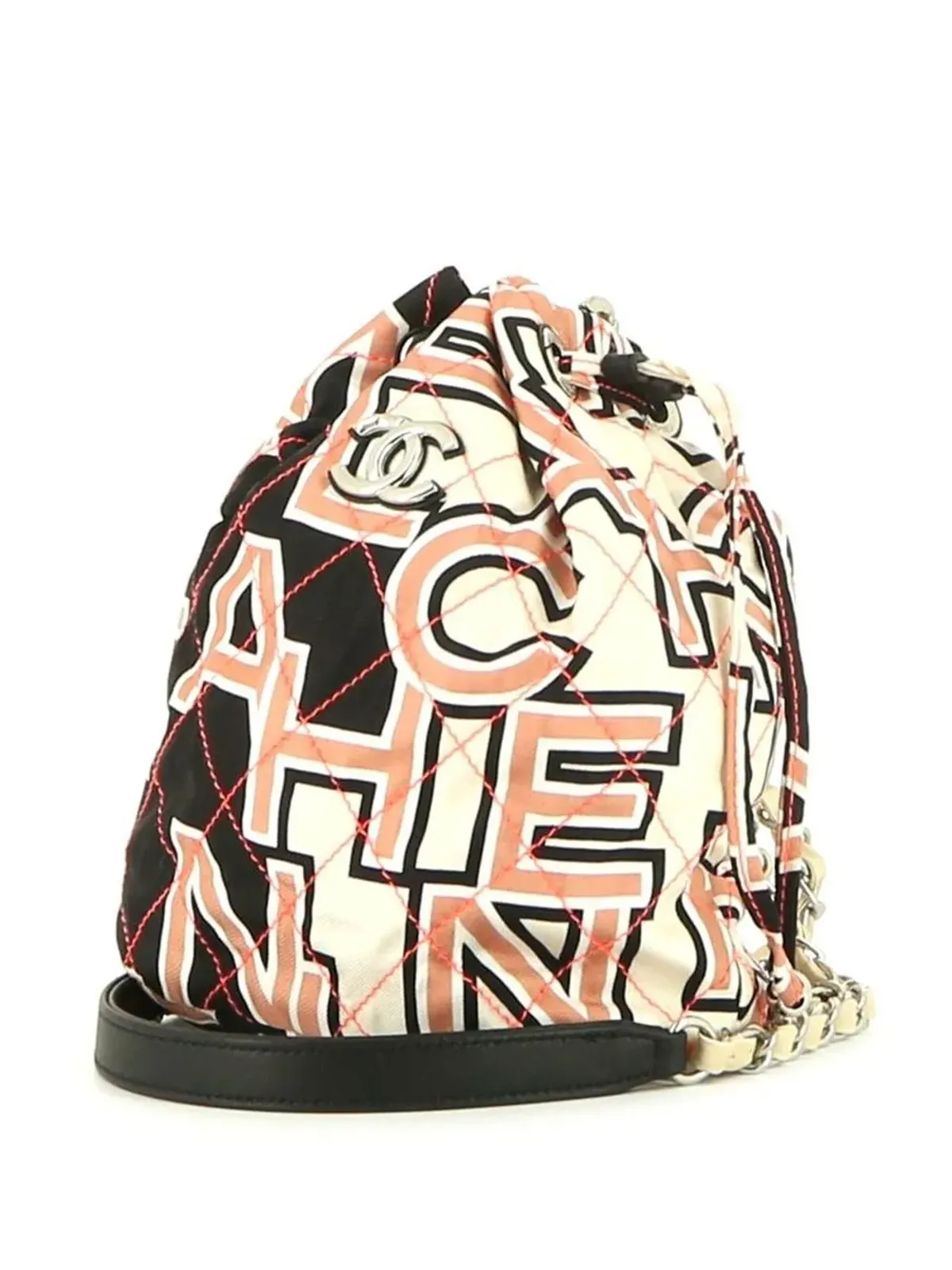 CHANEL ビンテージ 2010年代 ロゴプリント ダイヤモンドキルト バケットバッグ - 画像3