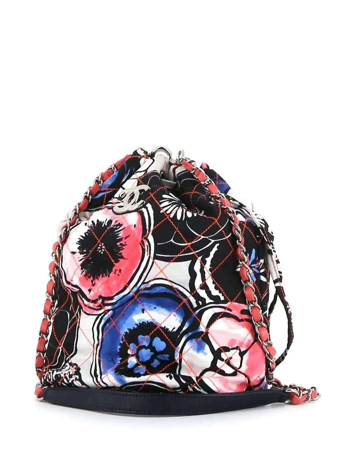 CHANEL Pre-Owned 2010年 花柄ダイヤモンドキルト バケットバッグ - ブラック - 画像3