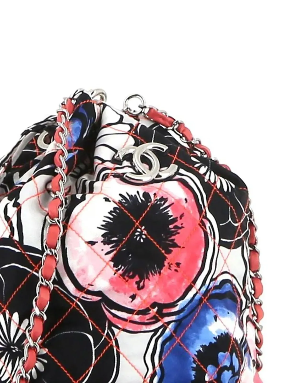 CHANEL Pre-Owned 2010年 花柄ダイヤモンドキルト バケットバッグ - ブラック - 画像4