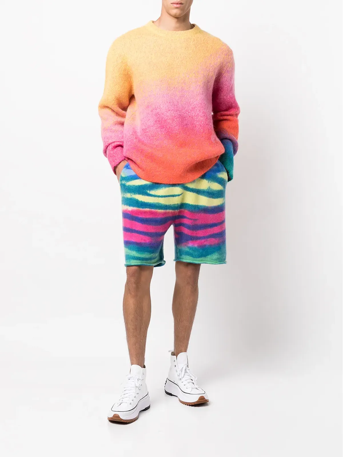 The Elder Statesman フランク ストライプ カシミアショーツ - ブルー - 画像2