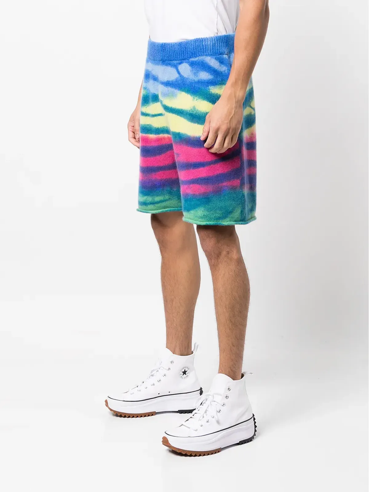 The Elder Statesman フランク ストライプ カシミアショーツ - ブルー - 画像3