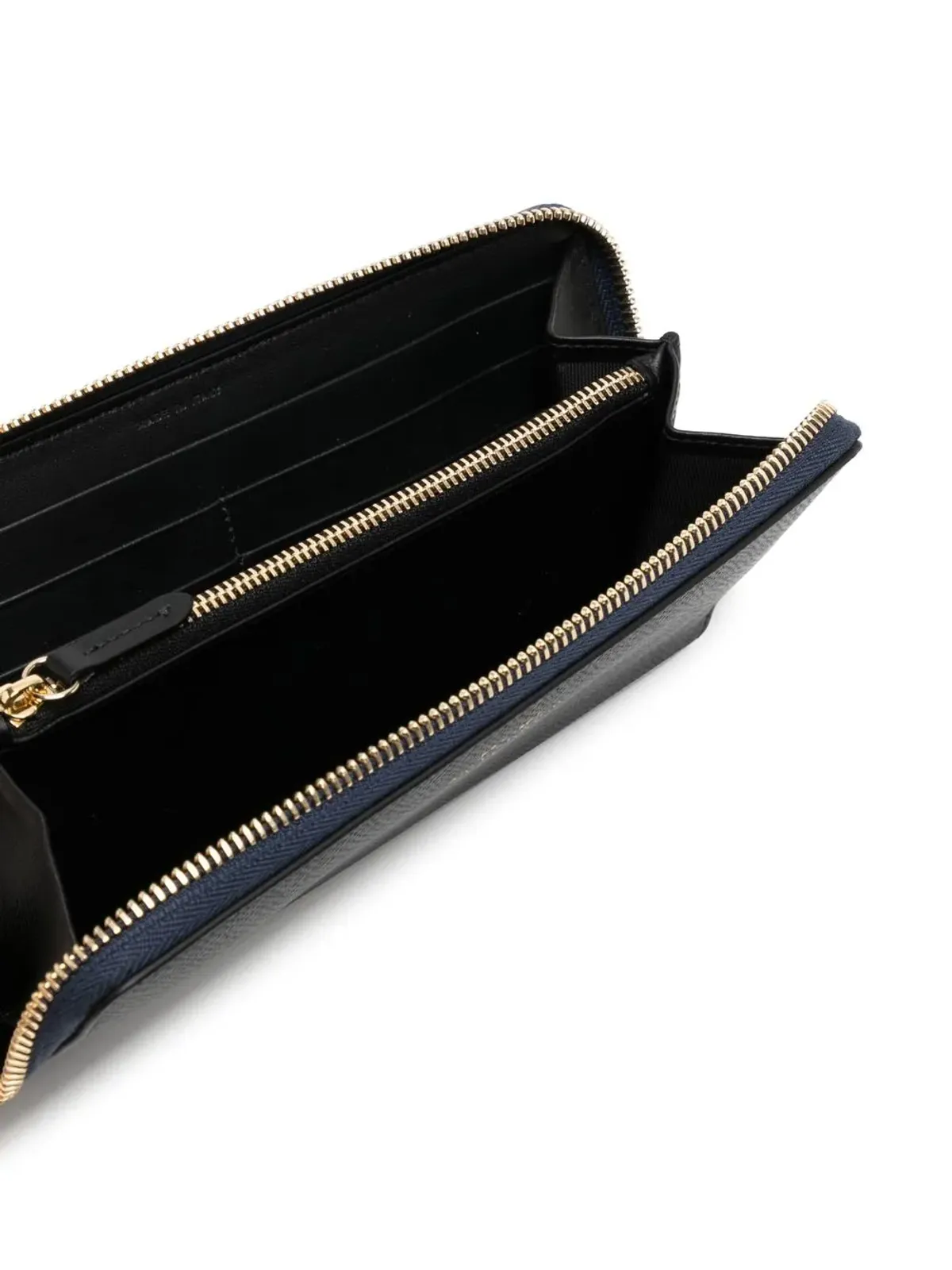 Smythson レザー ジップアップ ウォレット ネイビーブルー - 画像3