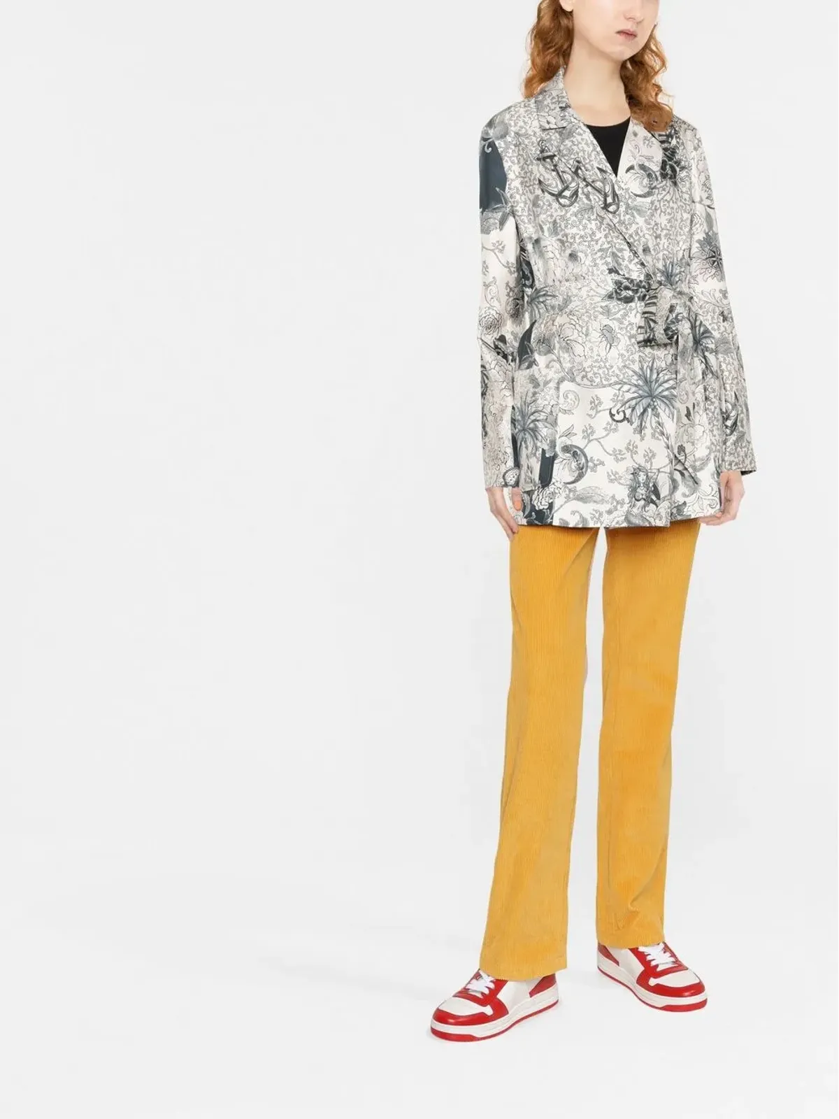 ETRO グラフィックプリント ベルテッド シルク ジャケット - 画像2