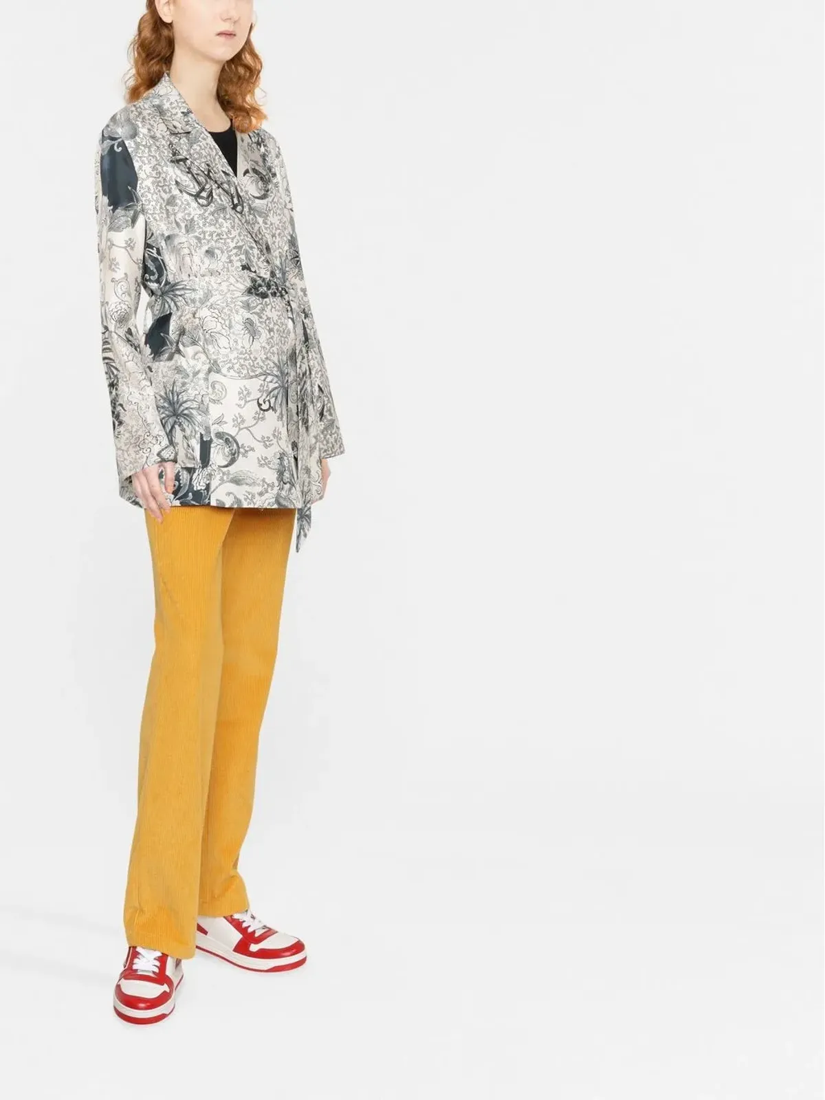 ETRO グラフィックプリント ベルテッド シルク ジャケット - 画像3