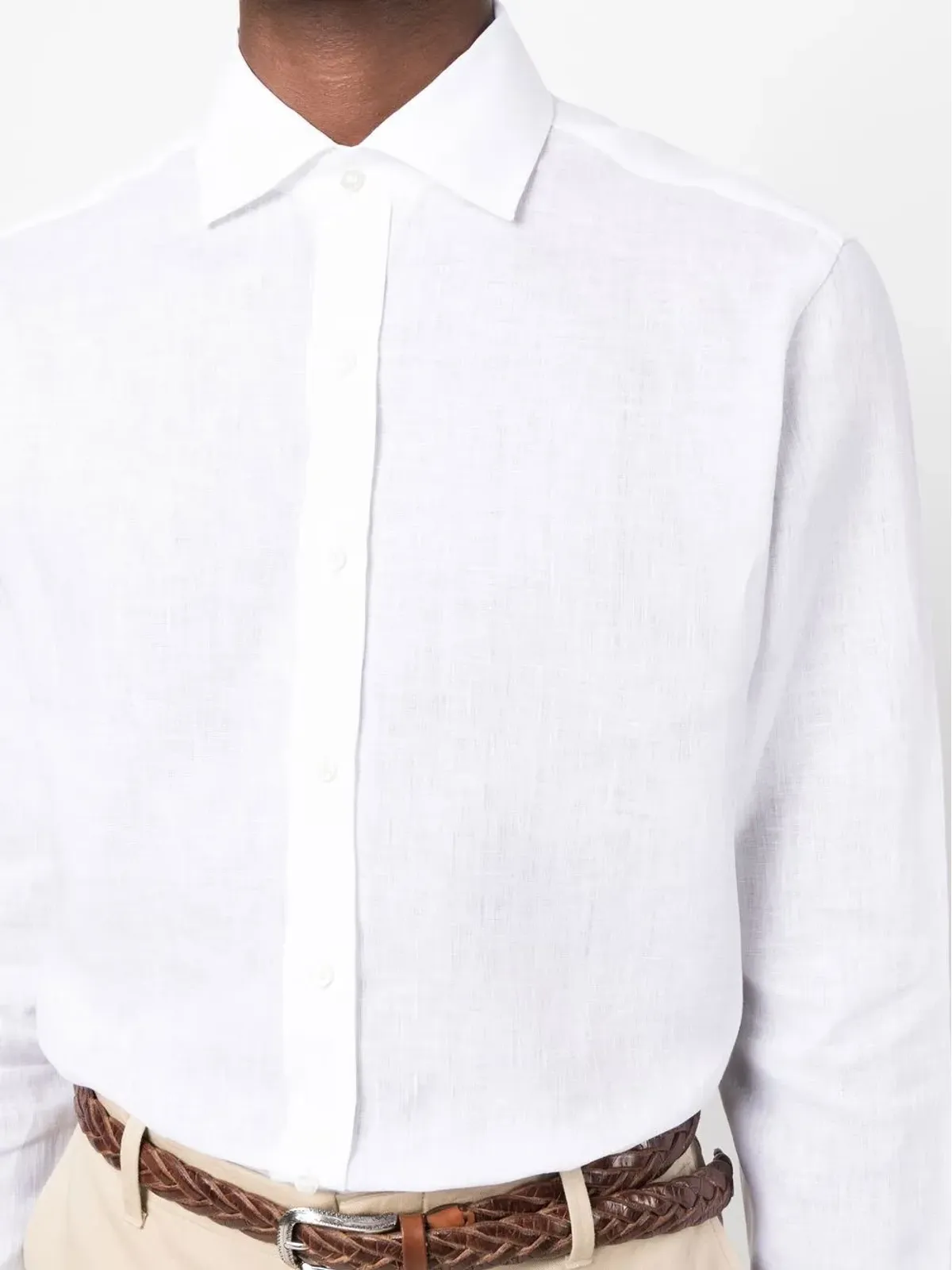 Ralph Lauren Purple Label 長袖リネンシャツ - White - 画像5