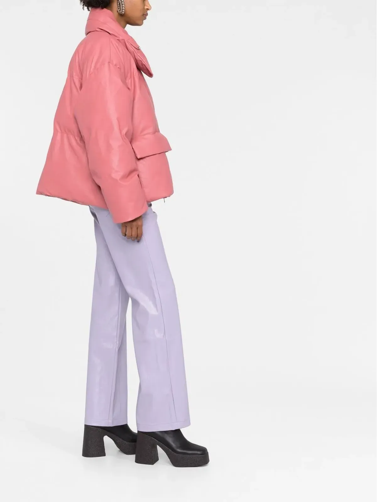 Stella McCartney フェイクレザー ダウンジャケット ピンク - 画像4