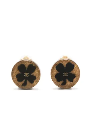 CHANEL Pre-Owned 2001 CC Clover clip-on earrings - Gold - サムネイル1