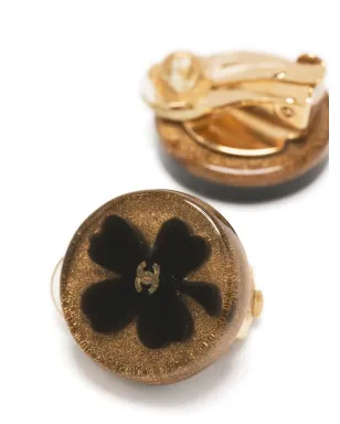 CHANEL Pre-Owned 2001 CC Clover clip-on earrings - Gold - サムネイル2
