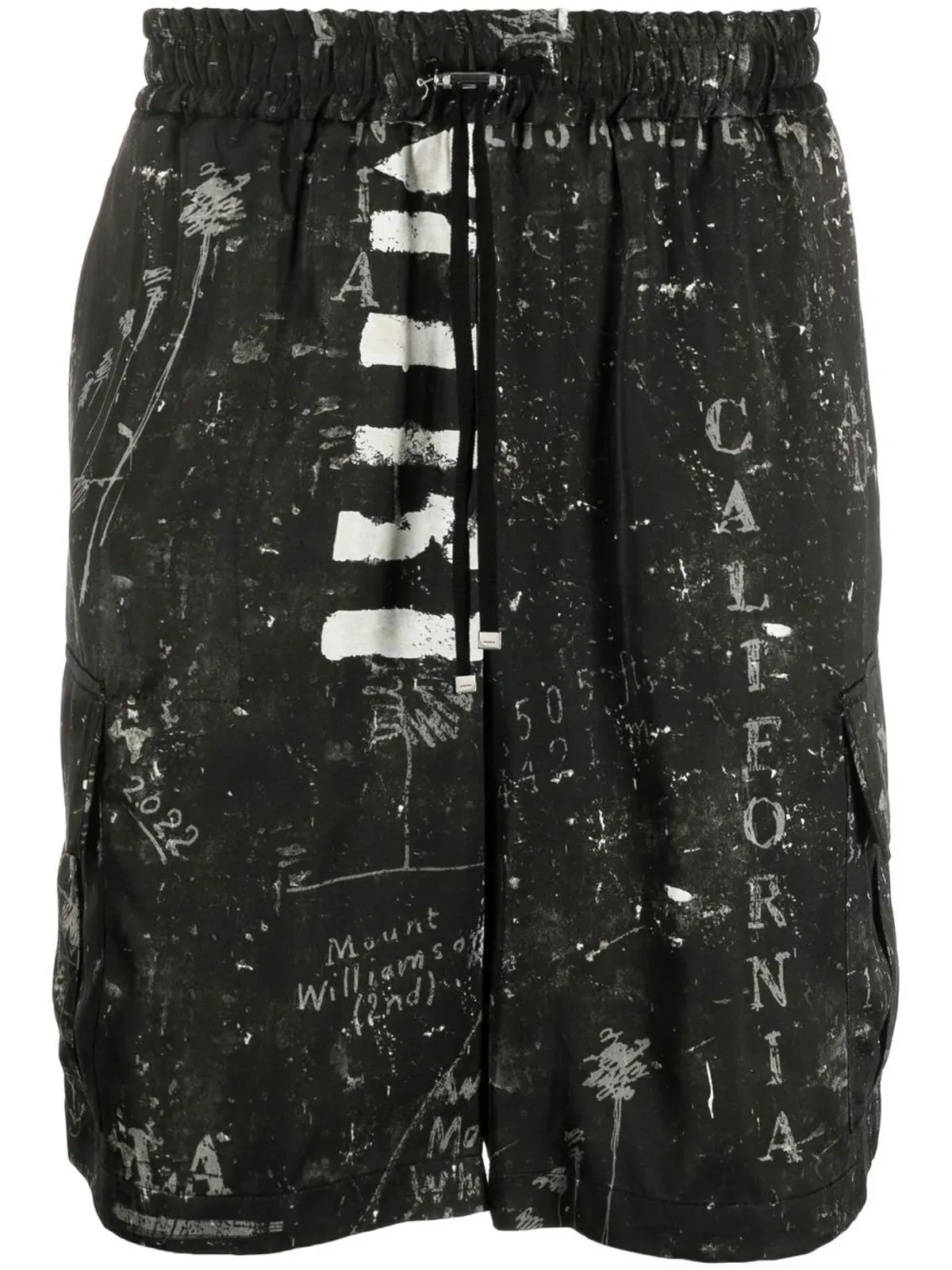 AMIRI アブストラクトプリント ベルミューダショーツ ブラック - 画像1