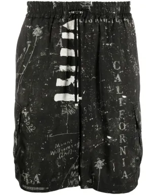 AMIRI アブストラクトプリント ベルミューダショーツ ブラック - サムネイル1