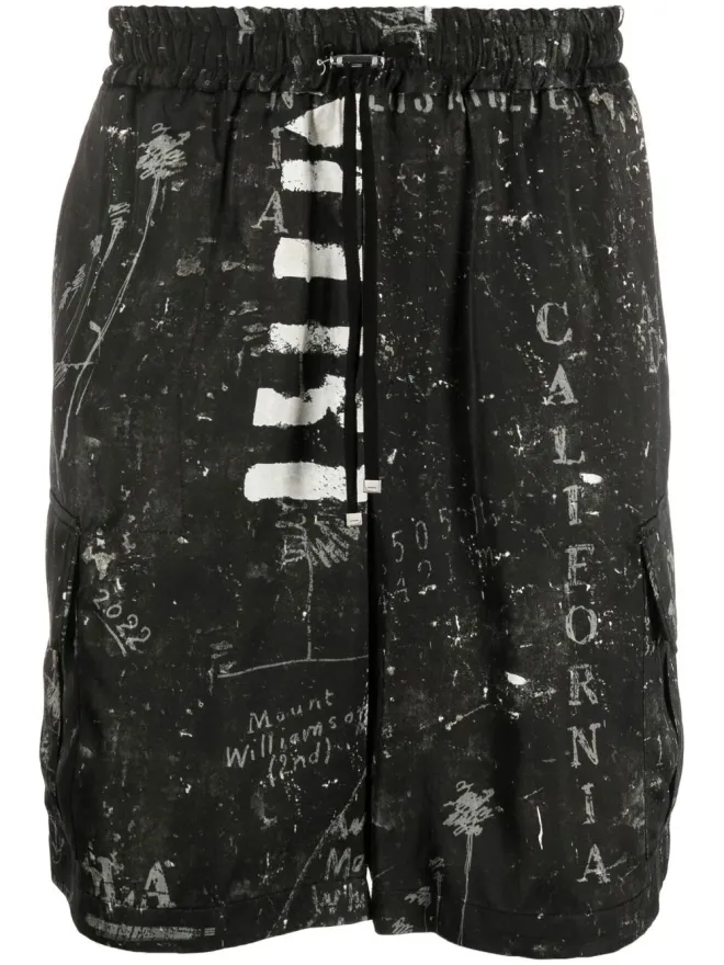 AMIRI AMIRI アブストラクトプリント ベルミューダショーツ ブラックの商品画像