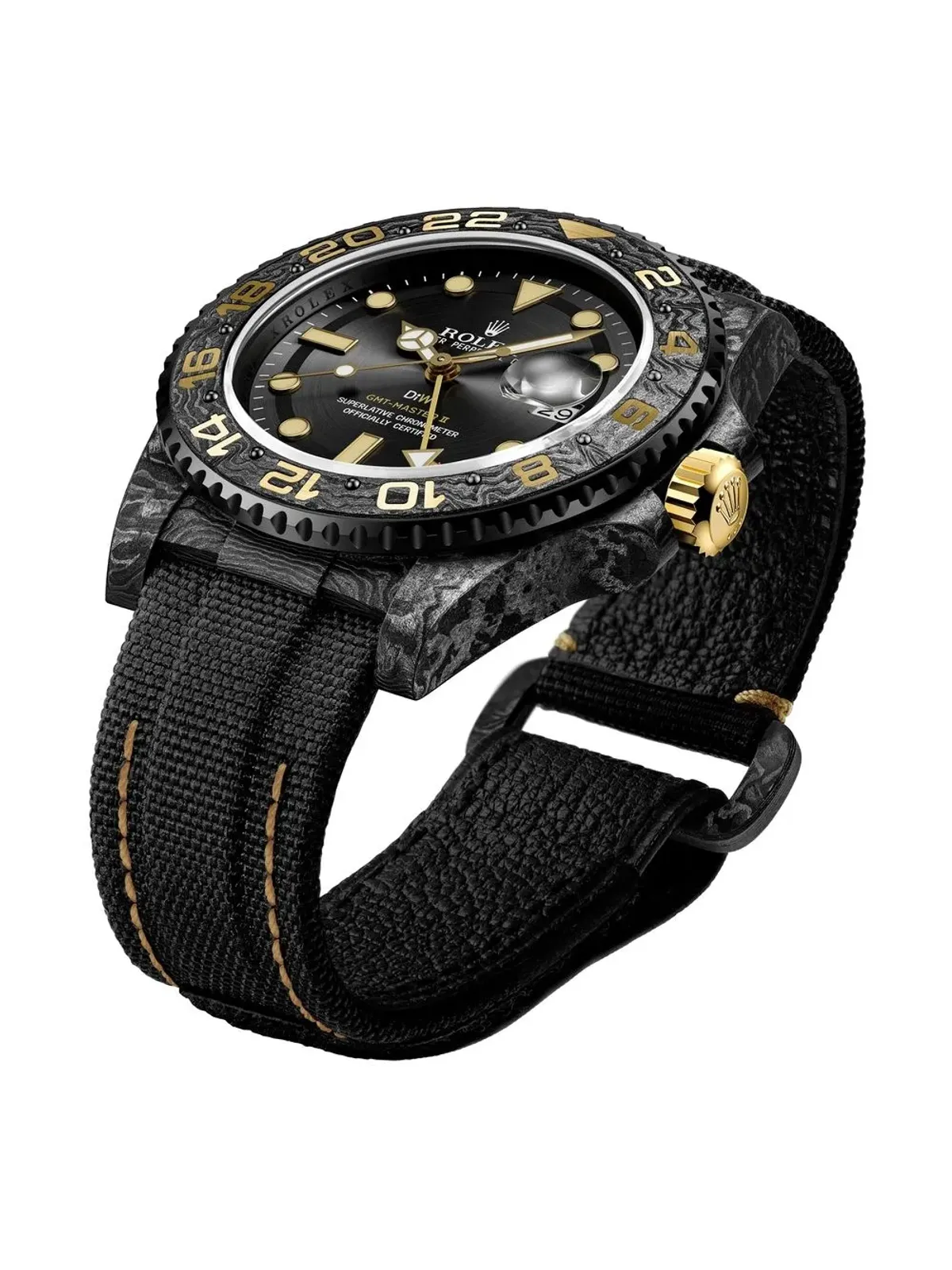 DiW (Designa Individual Watches) ビンテージ カスタム GMT-Master II Golden Speedster ブラック - 画像4