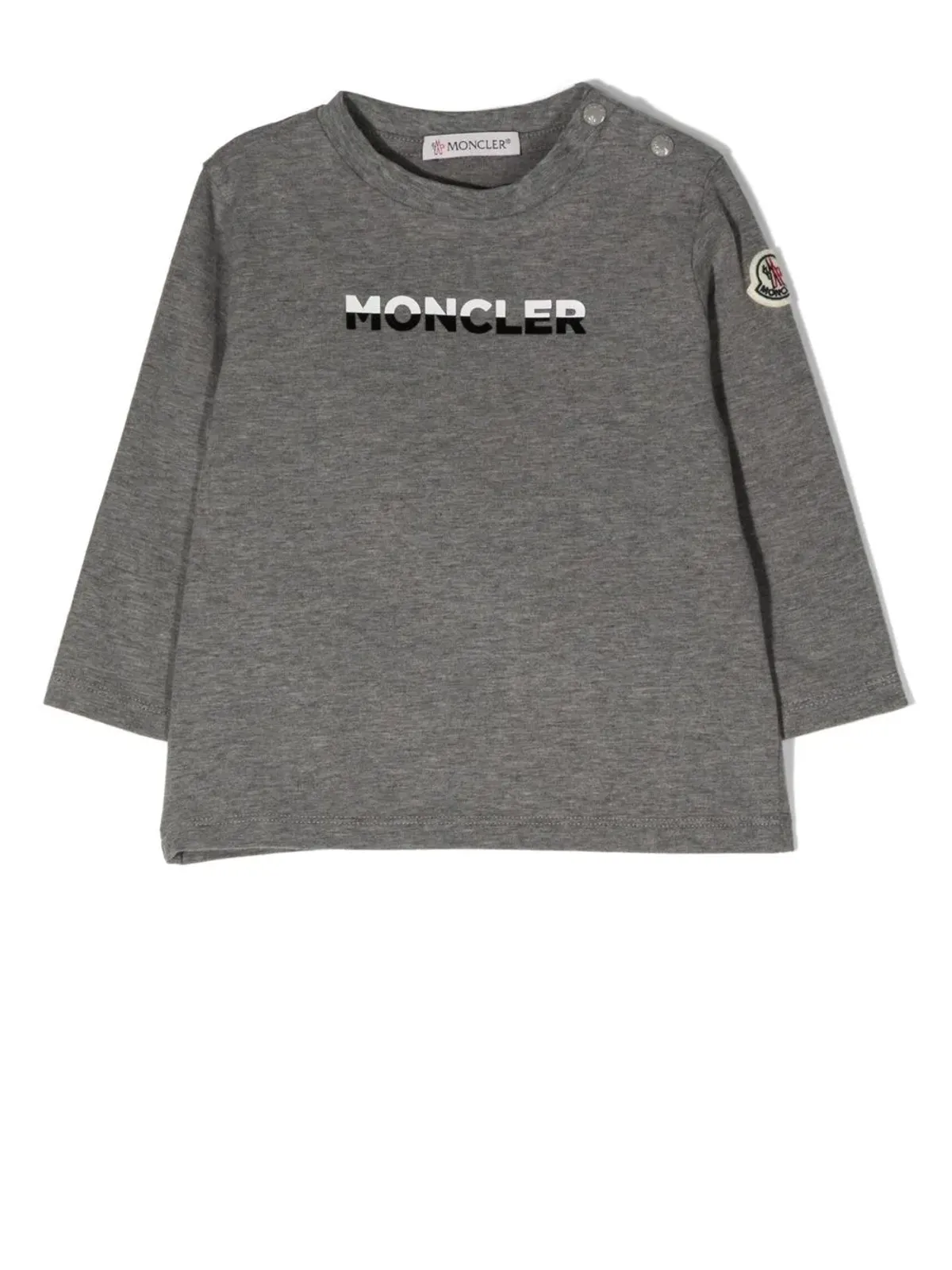 Moncler Enfant logo-patch long-sleeved T-shirt - Grey - 画像1