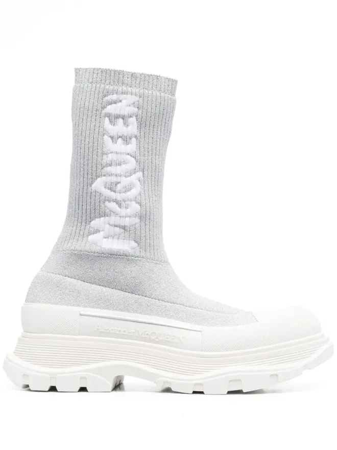 Alexander McQueen Alexander McQueen Tread Slick ソックスタイルブーツ - グレーの商品画像