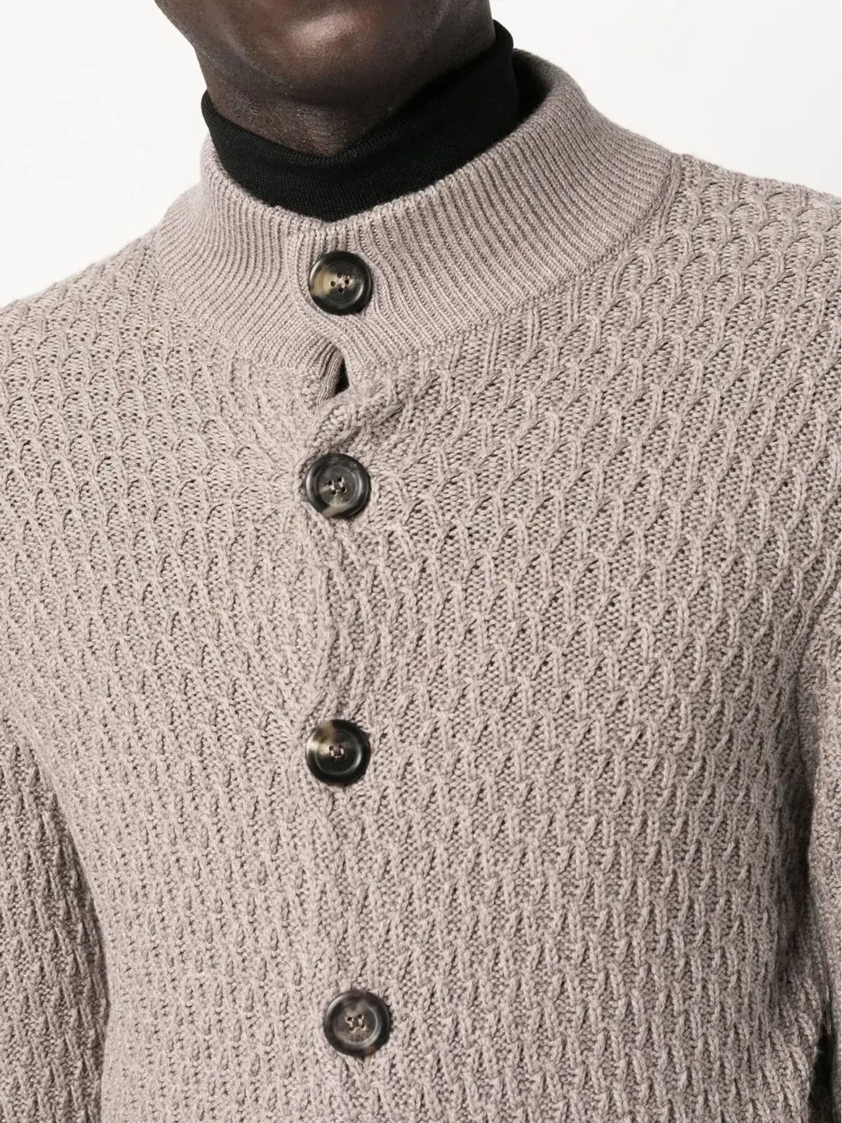 Canali テクスチャードニット メリノウール カーディガン - 画像5