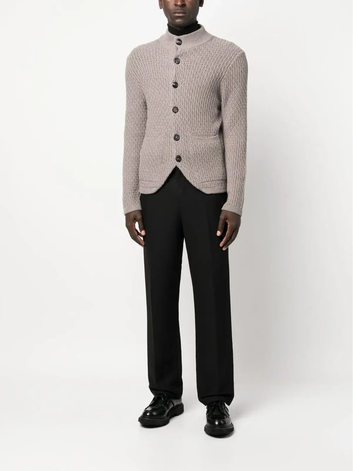 Canali テクスチャードニット メリノウール カーディガン - 画像2