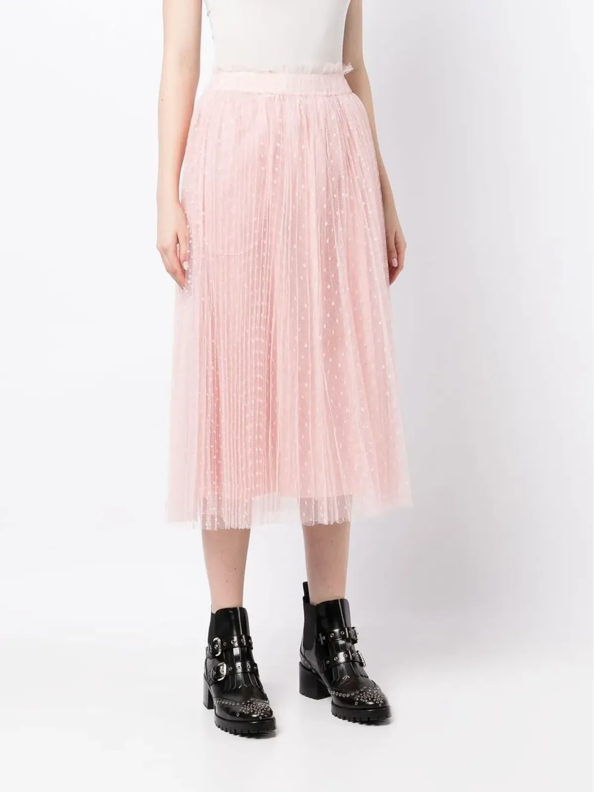 RED Valentino プリーツ入りチュールスカート - Pink - 画像3