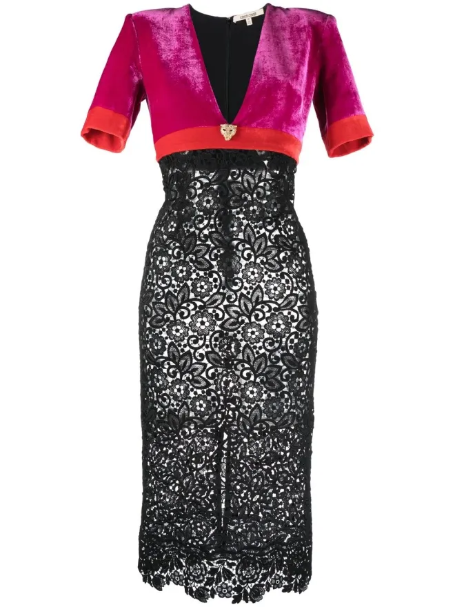 Roberto Cavalli Roberto Cavalli 半袖パネルミディドレス - ピンクの商品画像