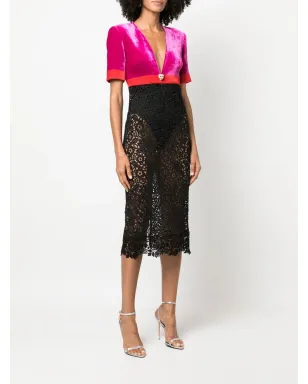 Roberto Cavalli 半袖パネルミディドレス - ピンク - サムネイル3
