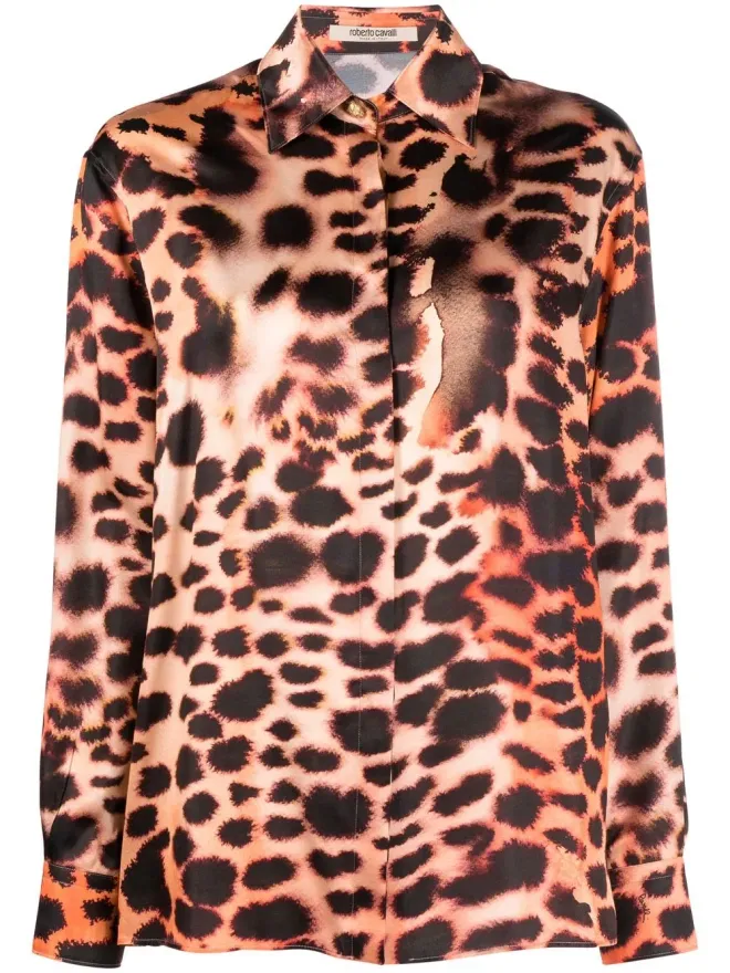 Roberto Cavalli Roberto Cavalli シルク レオパード柄 ブラウスの商品画像