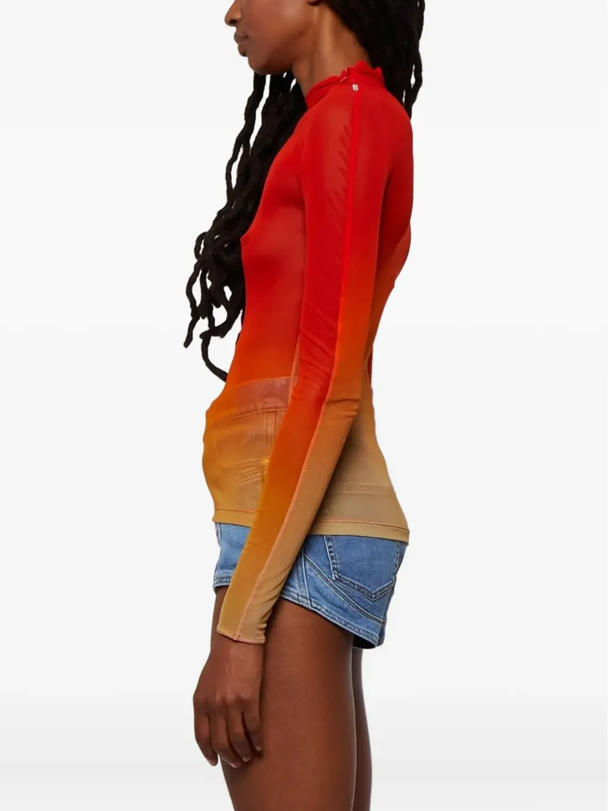 Mugler グラデーションメッシュトップス - レッド - 画像3