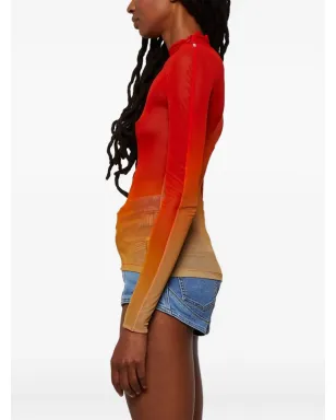 Mugler グラデーションメッシュトップス - レッド - サムネイル3