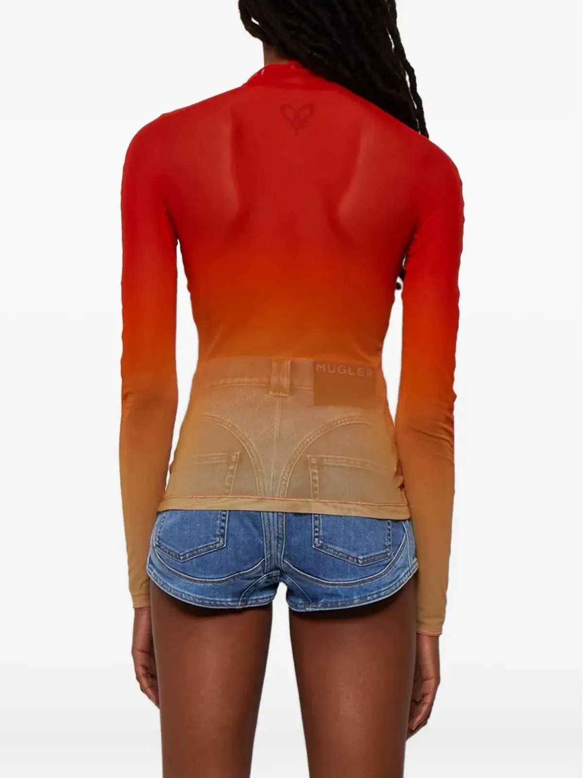 Mugler グラデーションメッシュトップス - レッド - 画像4