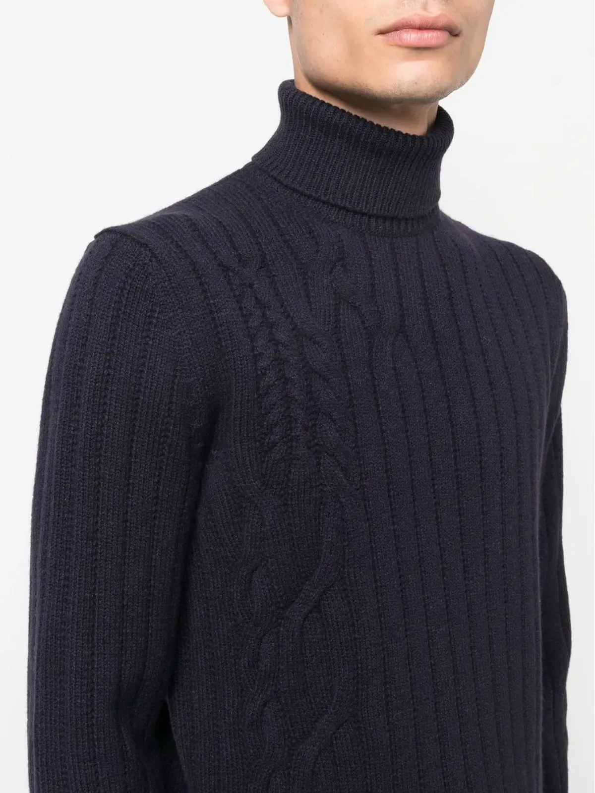 Corneliani ロールネック ケーブルニット セーター - 画像5
