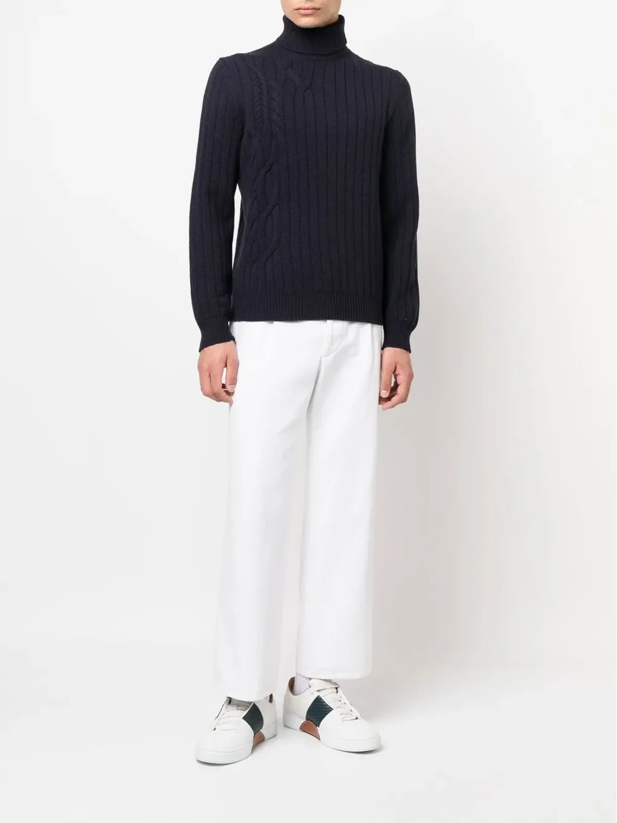 Corneliani ロールネック ケーブルニット セーター - 画像2