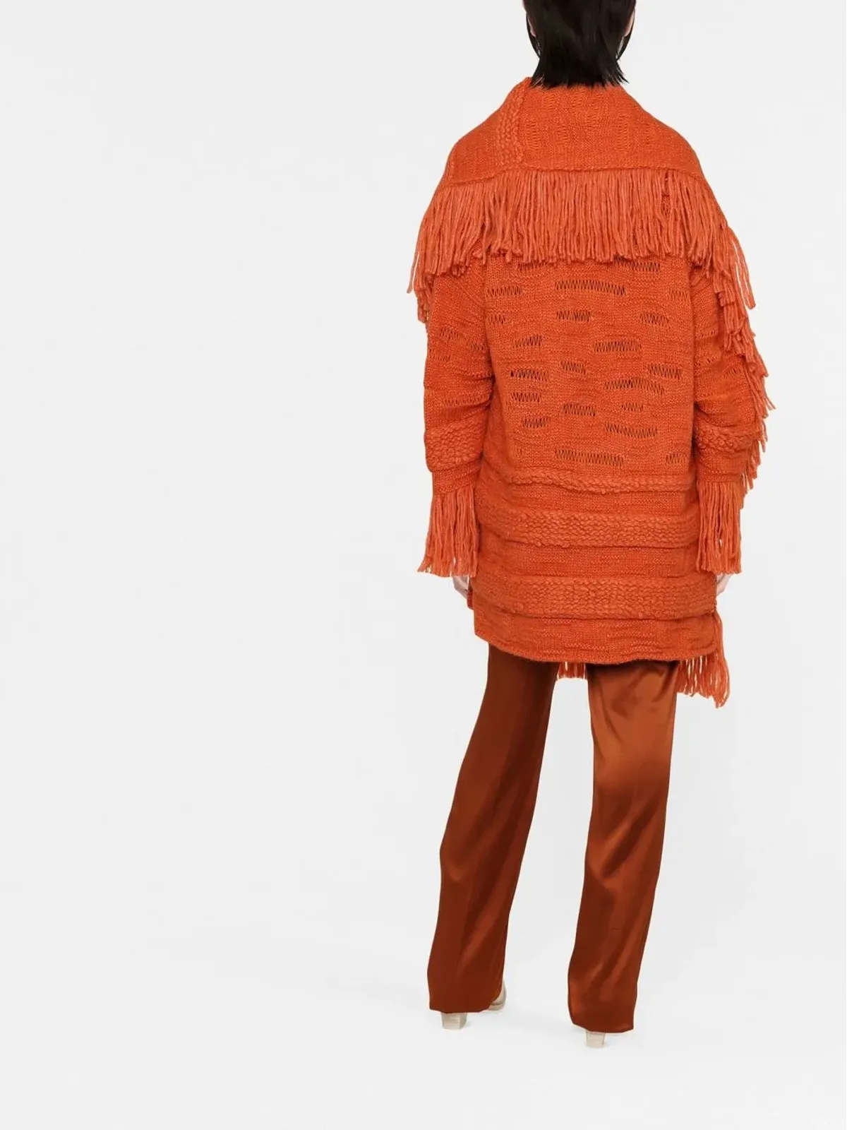Stella McCartney アシンメトリック フリンジ カーデコート - オレンジ - 画像3