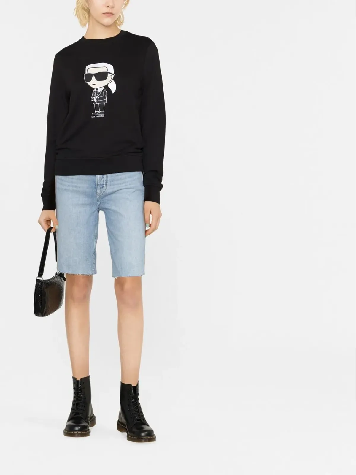Karl Lagerfeld Ikon オーガニックコットン スウェットシャツ ブラック - 画像2