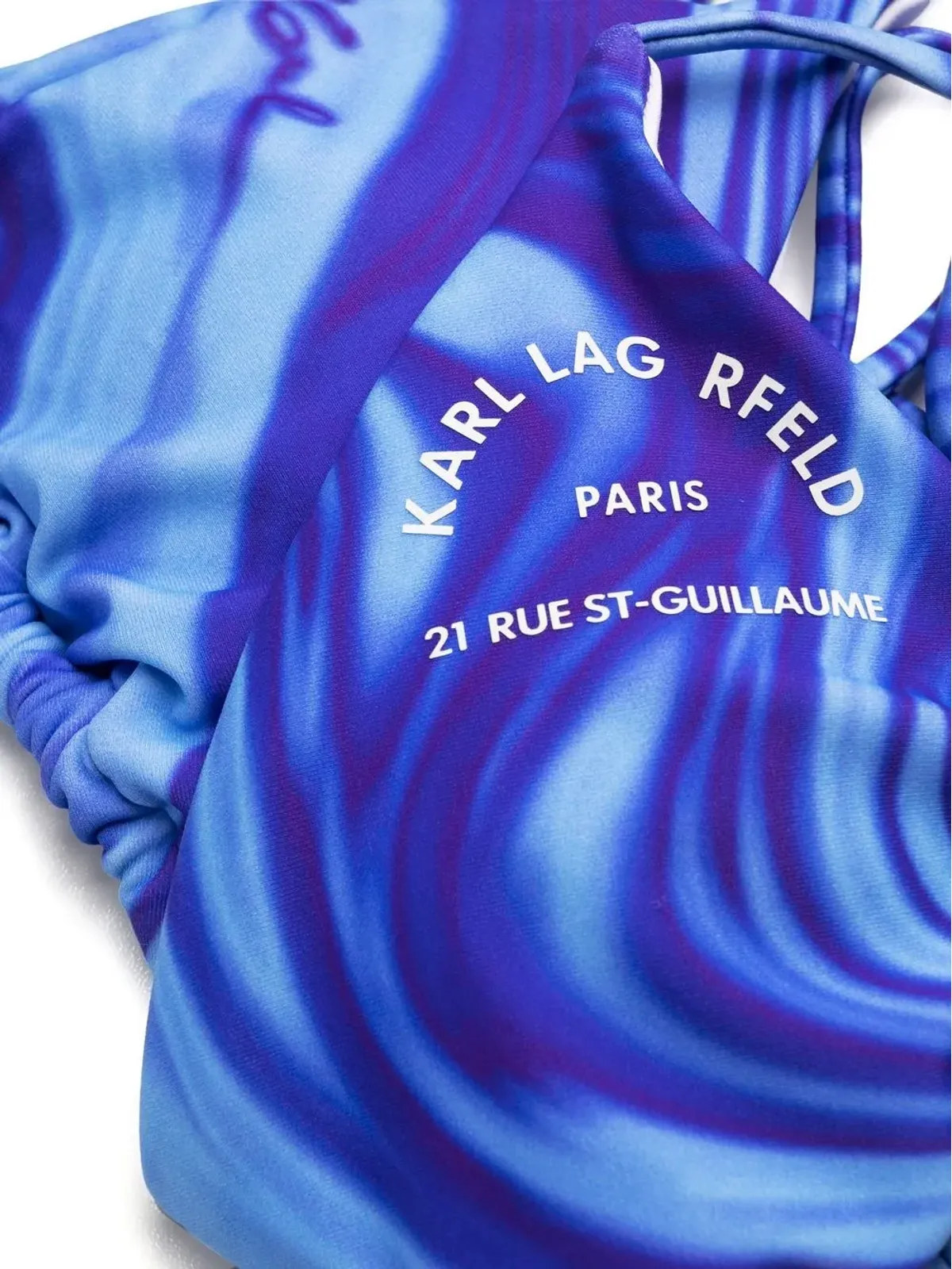 Karl Lagerfeld アブストラクトプリントのストリングビキニトップ - 画像3