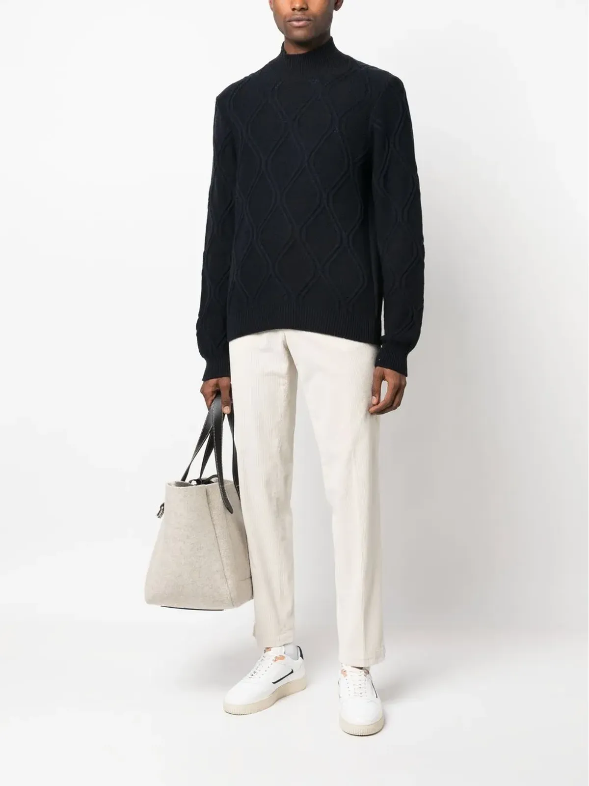 Corneliani ケーブルニット タートルネック ジャンパー - 画像2
