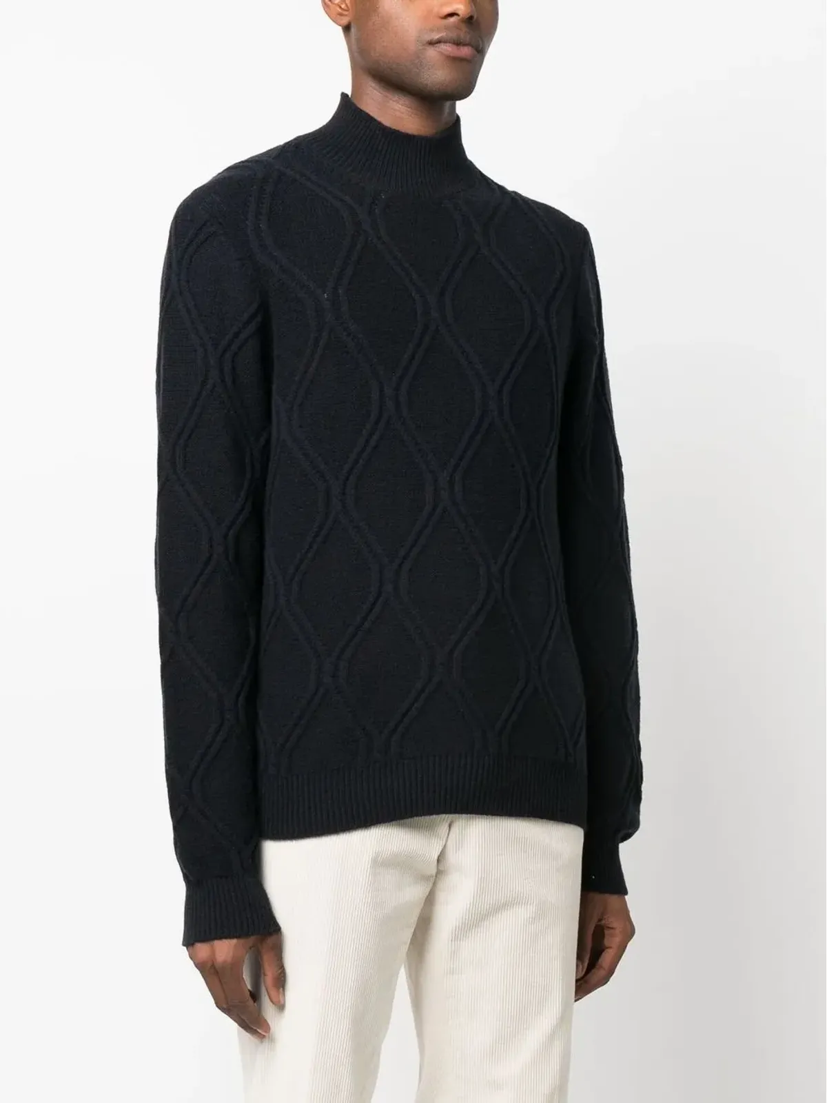 Corneliani ケーブルニット タートルネック ジャンパー - 画像3