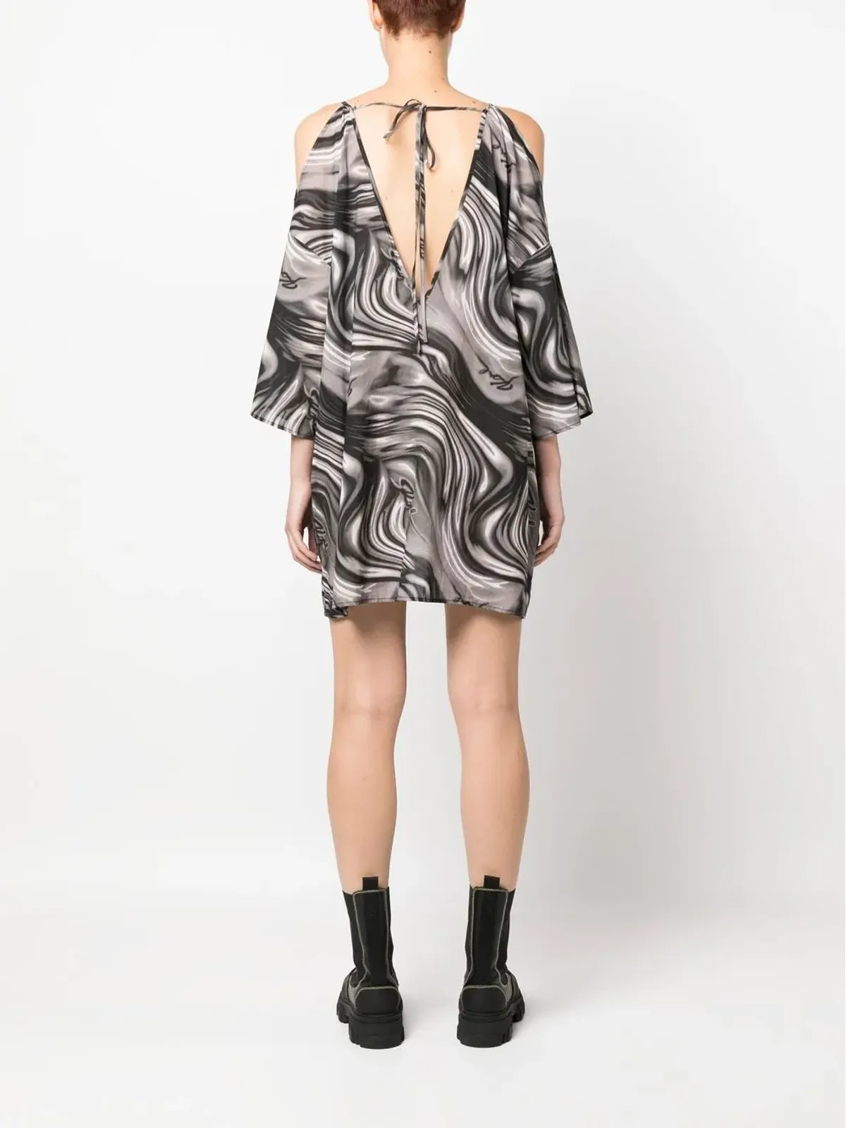 Karl Lagerfeld スワールプリントミニカフタンワンピース - 画像4