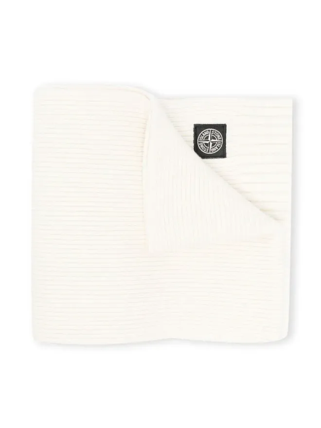 Stone Island Junior Stone Island Junior ロゴパッチ入りリブニットスカーフ ホワイトの商品画像