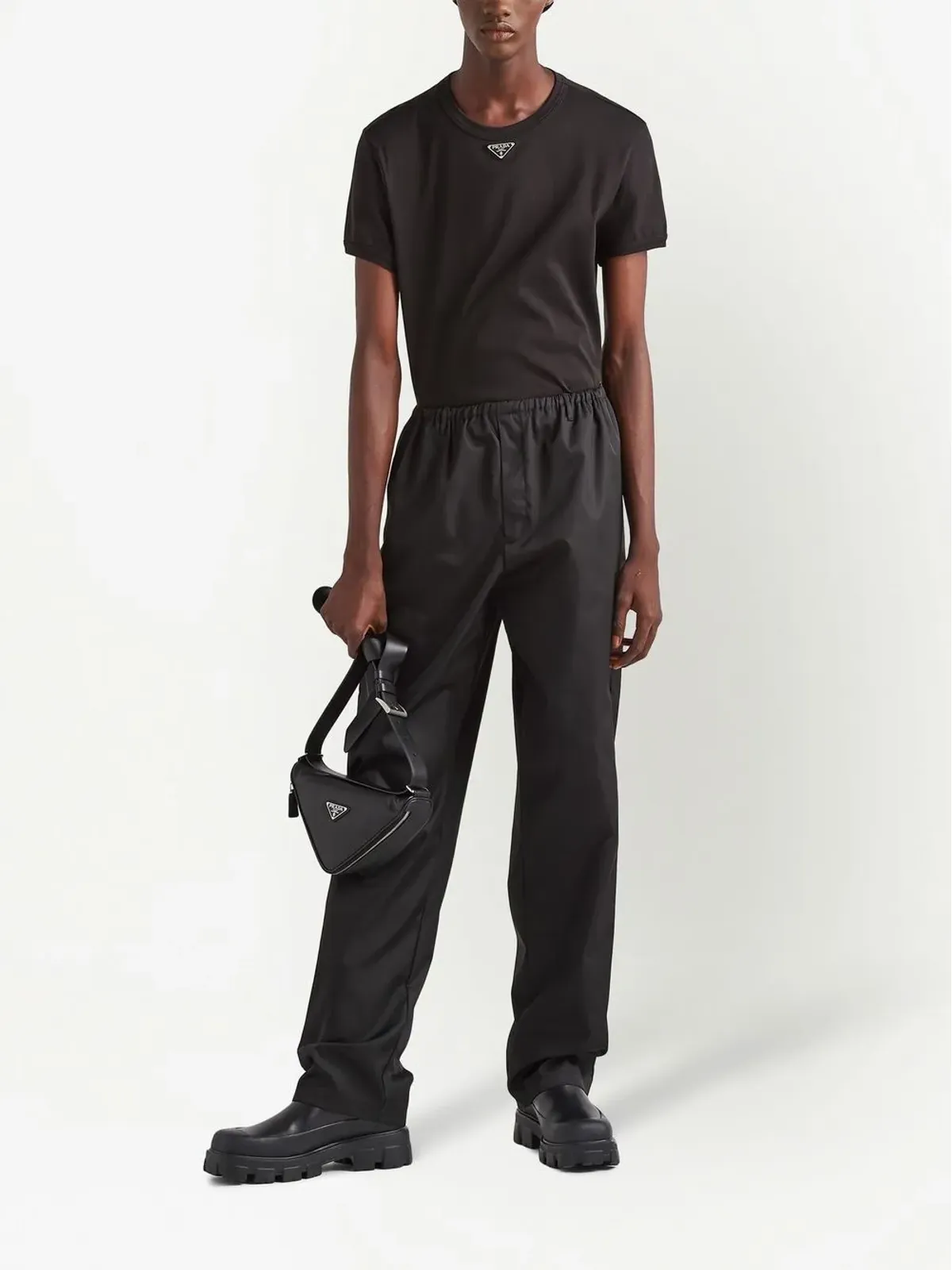 Prada トライアングルロゴ コットン Tシャツ - 画像2