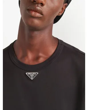 Prada トライアングルロゴ コットン Tシャツ - サムネイル4