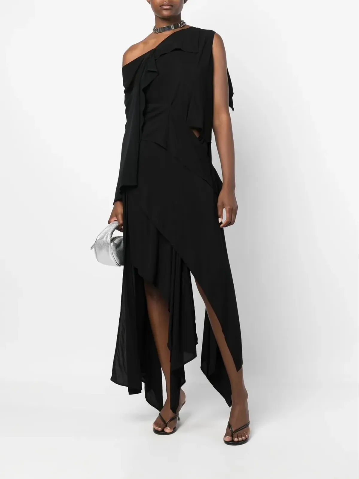 Yohji Yamamoto アシンメトリック コットンブレンド ドレス - 画像2