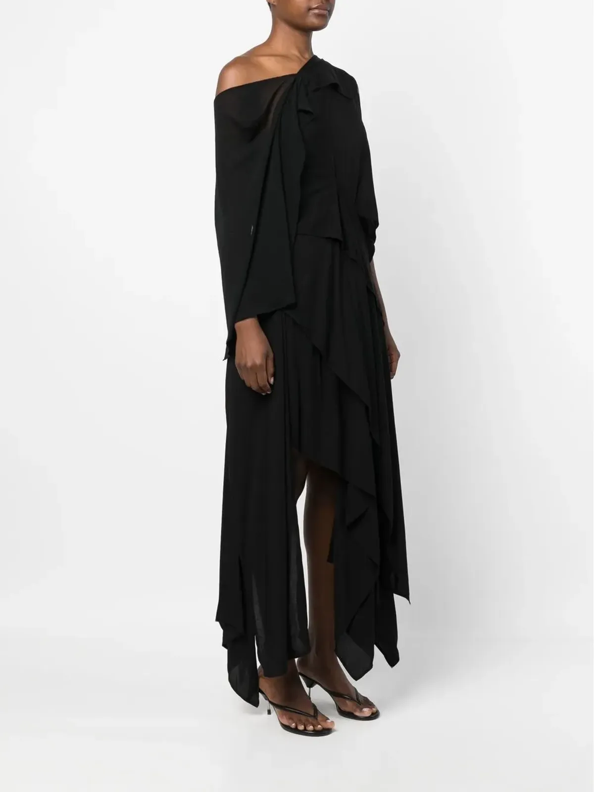 Yohji Yamamoto アシンメトリック コットンブレンド ドレス - 画像3