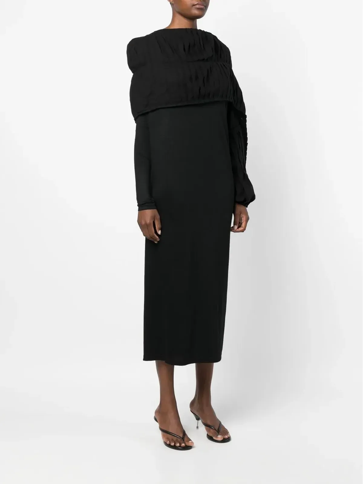 Yohji Yamamoto ウールとコットンのドレス - 画像3