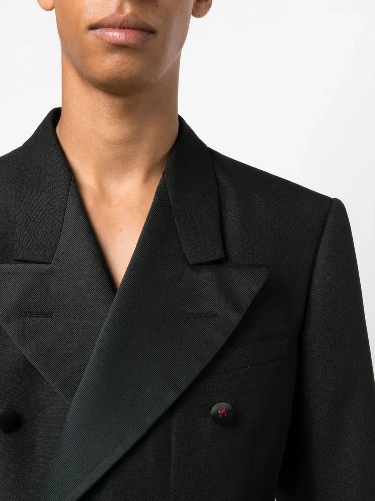 Maison Margiela ダブルブレスト モヘア ブレザー ブラック - 画像5
