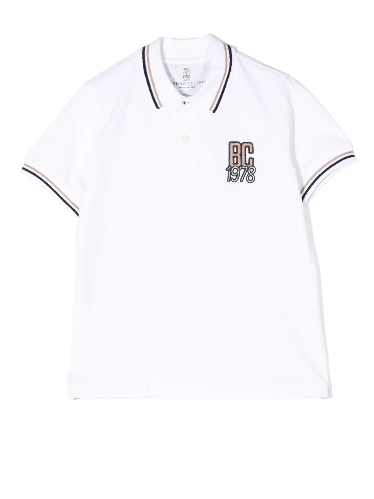 Brunello Cucinelli Kids ロゴ刺繍コットンポロシャツ - 画像1