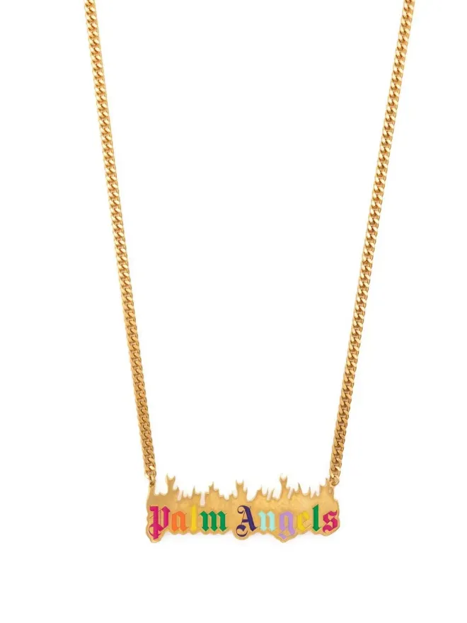 Palm Angels Palm Angels ロゴプレートカーブチェーンネックレスの商品画像